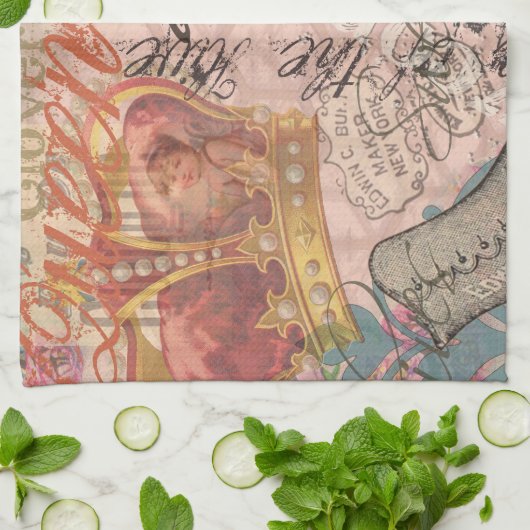 Koningin Bee  Beauful Collage Theedoek (Gevouwen)