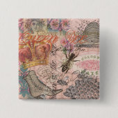 Koningin Bee  Beauful Collage Vierkante Button 5,1 Cm (Voorkant)