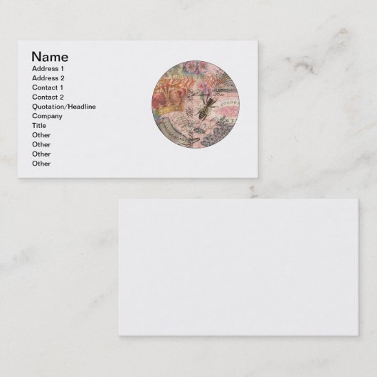 Koningin Bee  Beauful Collage Visitekaartje (Voorkant / Achterkant)