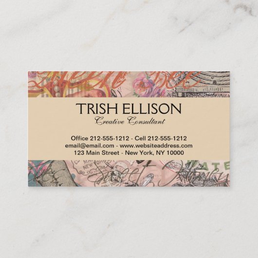 Koningin Bee  Beauful Collage Visitekaartje (Achterkant)