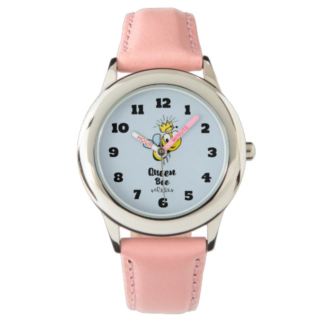 Koningin Bee Cute Bumble Bee met Kroon Horloge (Voorkant)