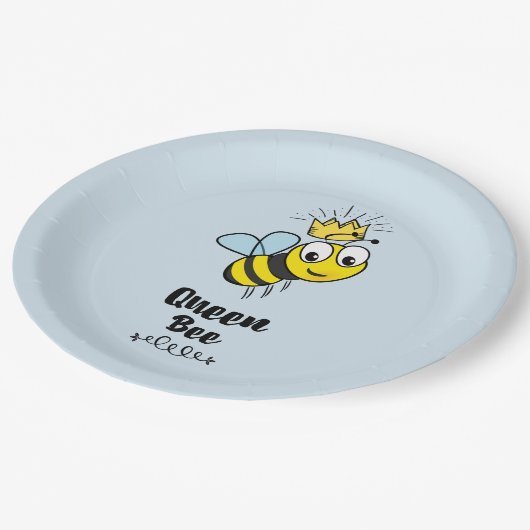 Koningin Bee Cute Bumble Bee met Kroon Papieren Bordje (Gekanteld)