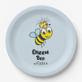 Koningin Bee Cute Bumble Bee met Kroon Papieren Bordje (Voorkant)
