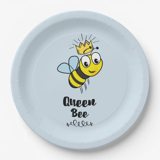 Koningin Bee Cute Bumble Bee met Kroon Papieren Bordje (Voorkant)