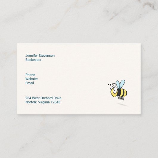 Koningin Bee Cute Bumble Bee met Kroon Visitekaartje (Achterkant)
