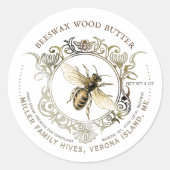 Koningin Bee Gold  Lijst Beeswax Hood Butter Ronde Sticker (Voorkant)
