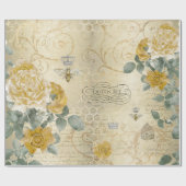 Koningin Bee  Golden Rozen Floral Cadeaupapier (Vlak)