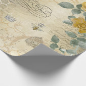 Koningin Bee  Golden Rozen Floral Cadeaupapier (Hoek)