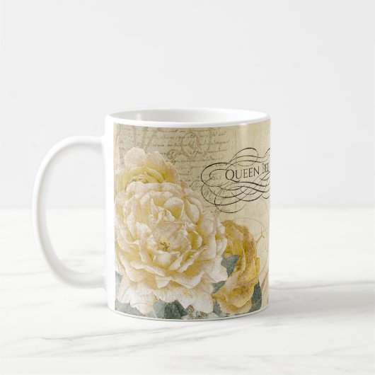 koningin Bee Golden Rozen Floral Koffiemok (Links)