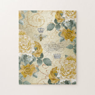 koningin Bee Golden Rozen Floral Legpuzzel