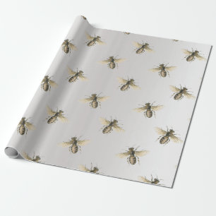 Koningin Bee Honey Comb Metallic Bronze Gray Sepia Cadeaupapier