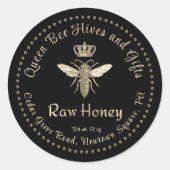  Koningin Bee Honey Crown Script Black Ronde Sticker (Voorkant)