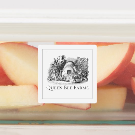 Koningin Bee houdt het hof met haar werkbijen Labels (Aangebracht)