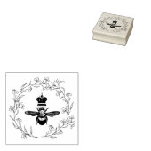 Koningin Bee in een Bloem en Foliage Wreater Rubberstempel (Gestempeld)