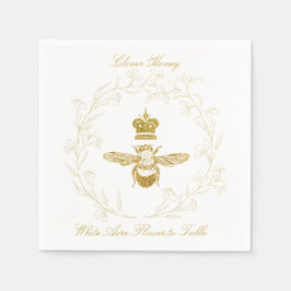 Koningin Bee in Floral Wreath Paper Napkin Servet
