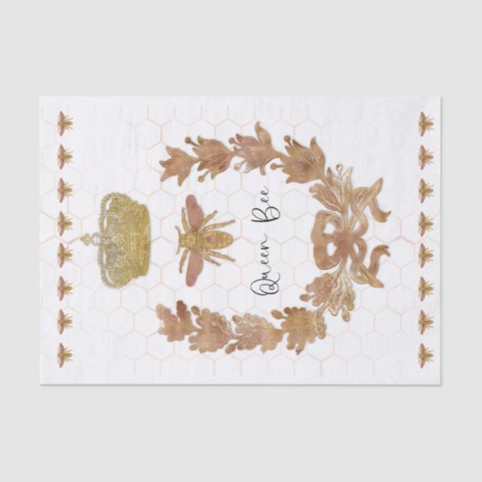 Koningin Bee Kroon Royal Rose Goud Meisje Decoupag Tissuepapier (Voorkant)