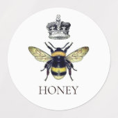 Koningin Bee & Kroon Witte Honing Labels (Design 2)