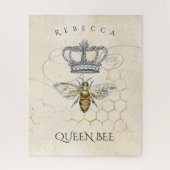  koningin Bee met Honeycomb Monogram Naam Legpuzzel (Verticaal)