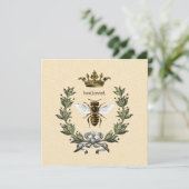 Koningin Bee met Kroon op pleinen Bedankkaart (Staand voorkant)