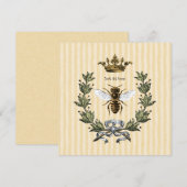 Koningin Bee met Kroon op stripes Bedankkaart (Voorkant / Achterkant)