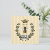 Koningin Bee met Kroon op stripes Bedankkaart (Staand voorkant)