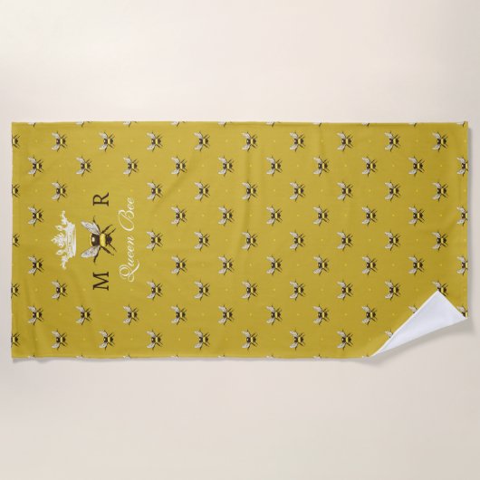 Koningin Bee Modern  Monogram Beach Towel Strandlaken (Voorkant)