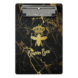KONINGIN BEE Moderne Mini Kladblok Goud & Zwart Klembord