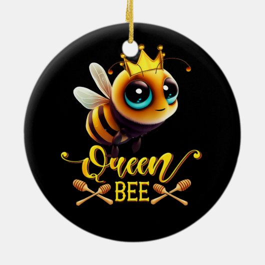 Koningin Bee Royal Crown Hive Honey Beekeeping Bee Keramisch Ornament (Achterkant)