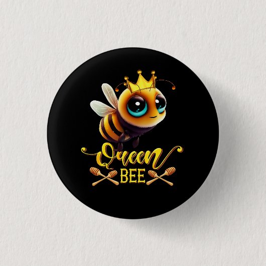 Koningin Bee Royal Crown Hive Honey Beekeeping Bee Ronde Button 3,2 Cm (Voorkant)