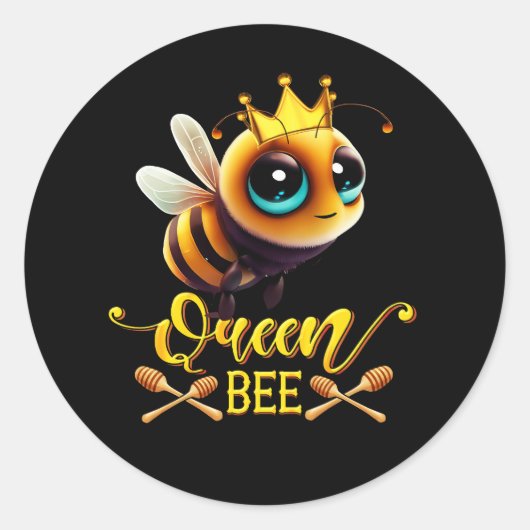 Koningin Bee Royal Crown Hive Honey Beekeeping Bee Ronde Sticker (Voorkant)