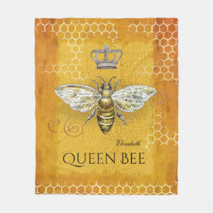  Koningin Bee Royal Crown Honeycomb Gold Fleece Deken