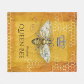  Koningin Bee Royal Crown Honeycomb Gold Fleece Deken (Voorkant (Horizontaal))