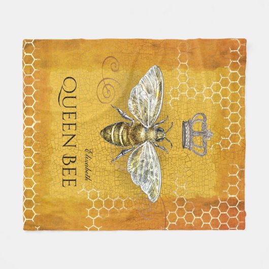  Koningin Bee Royal Crown Honeycomb Gold Fleece Deken (Voorkant (Horizontaal))