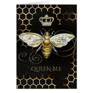 koningin Bee Royal Crown Honeycomb Zwarte Kaart