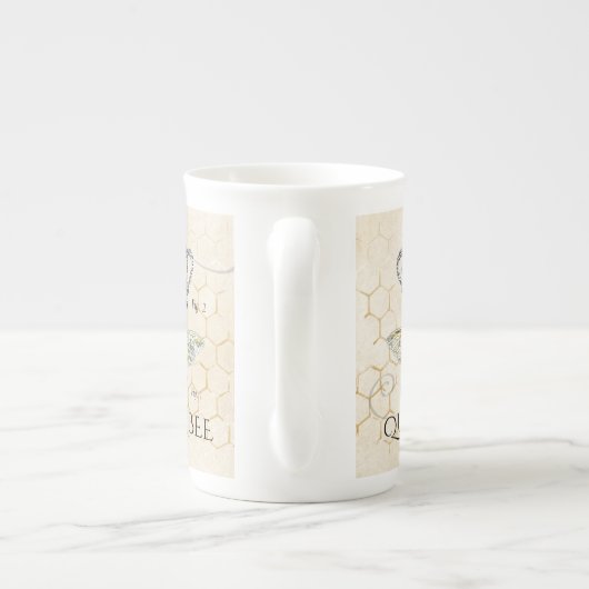  Koningin Bee Royal Crown Monogram Porselein Kop (Achterkant)