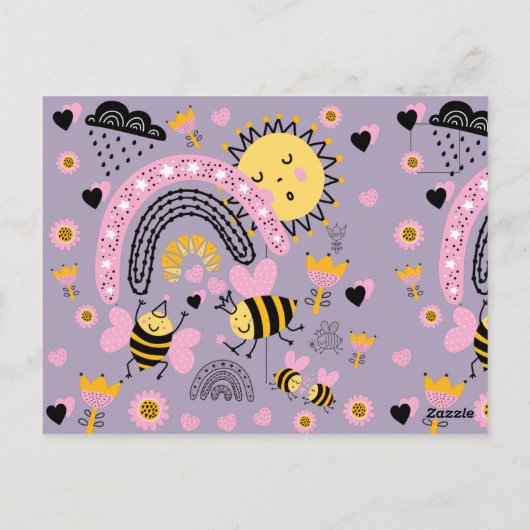 Koningin BEES Cute BFF, Baby Girl, Girly Gifts Pin Briefkaart (Achterkant)