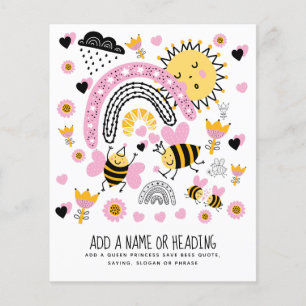 Koningin BEES Cute BFF, Baby Girl, Girly Gifts Pin Flyer