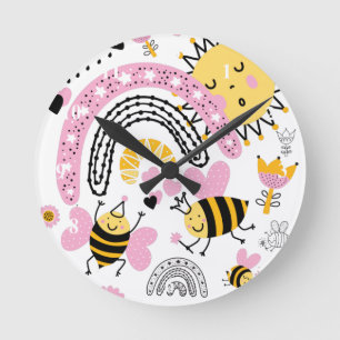 Koningin BEES Cute BFF, Baby Girl, Girly Gifts Pin Ronde Klok