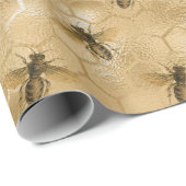 Koningin Bees Honey Comb Hexagone Gold Sepia Black Cadeaupapier (Rol Hoek)