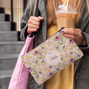 Koningin Bij Bloemige Monogram Roze Goud Modern Etui