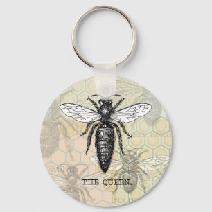 Koningin Bij Illustratie Insect Sleutelhanger