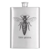 Koningin Bij Illustratie Klassieke Tekening Heupfles (Voorkant)