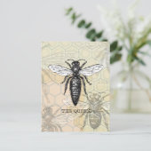 Koningin Bij Insect Antieke Illustratie Briefkaart (Staand voorkant)