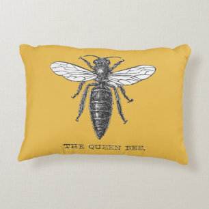Koningin Bij Insect Antieke Illustratie Decoratief Kussen