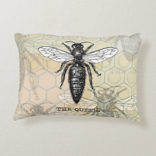 Koningin Bij Insect Antieke Illustratie Decoratief Kussen