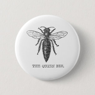 Koningin Bij Insect Antieke Illustratie Ronde Button 5,7 Cm