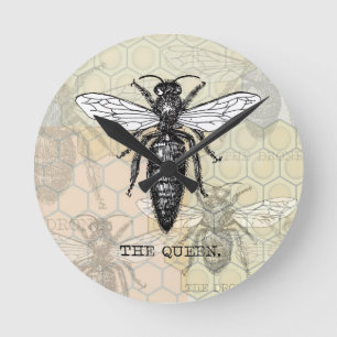 Koningin Bij Insect Antieke Illustratie Ronde Klok