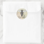 Koningin Bij Insect Antieke Illustratie Ronde Sticker (Tas)