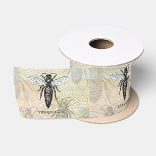 Koningin Bij Insect Antieke Illustratie Satijnen Lint