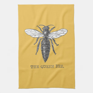 Koningin Bij Insect Antieke Illustratie Theedoek